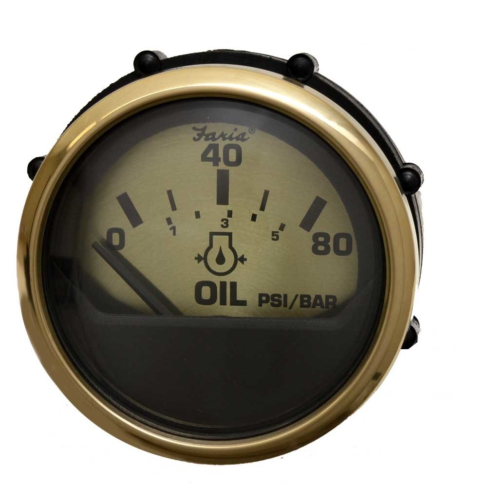 Faria Boat Oil Pressure Gauge Spun Gold 2 Inch Marine by Faria