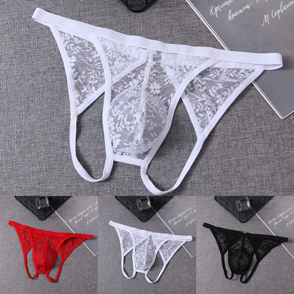 Mens Lace Briefs Transparent Mesh