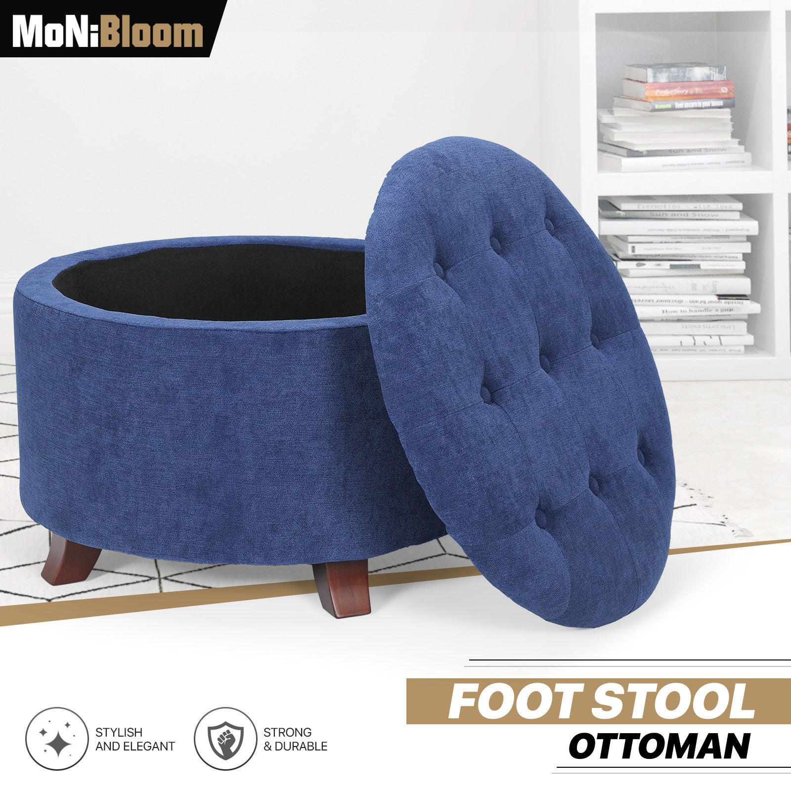 Brown Folding Storage Ottoman with Flipping Lid