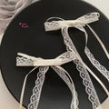 Compact White Lace Bow Hairpin