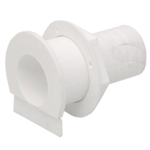 White Boat Thru Hull Connector 1 1/2 Inch Plastic