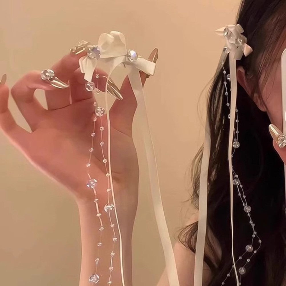 Portable Ribbon Bow Hair Clips with Streamers