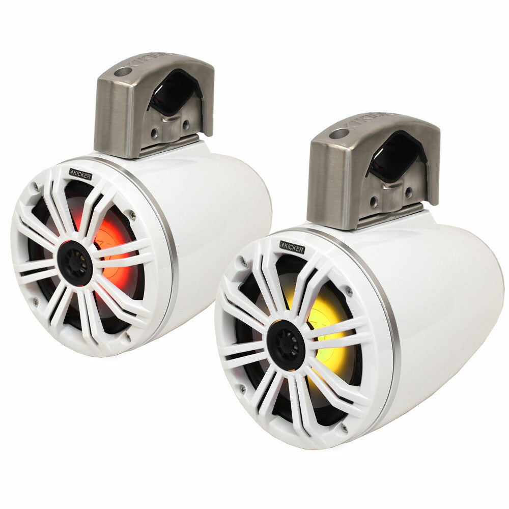 Kicker Boat Tower Speakers 6 1/2 Inch White 65W Pair by Kicker
