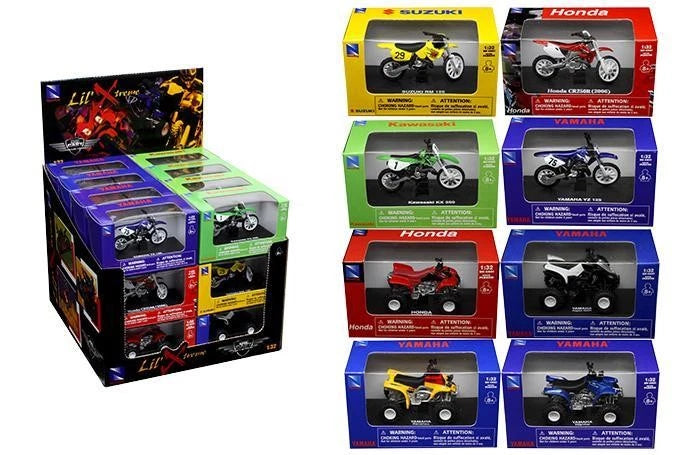 Newray Die Cast Dirt Bike / Atv, 8 Styles, 12 Dirt Bikes & 12 Atvs,