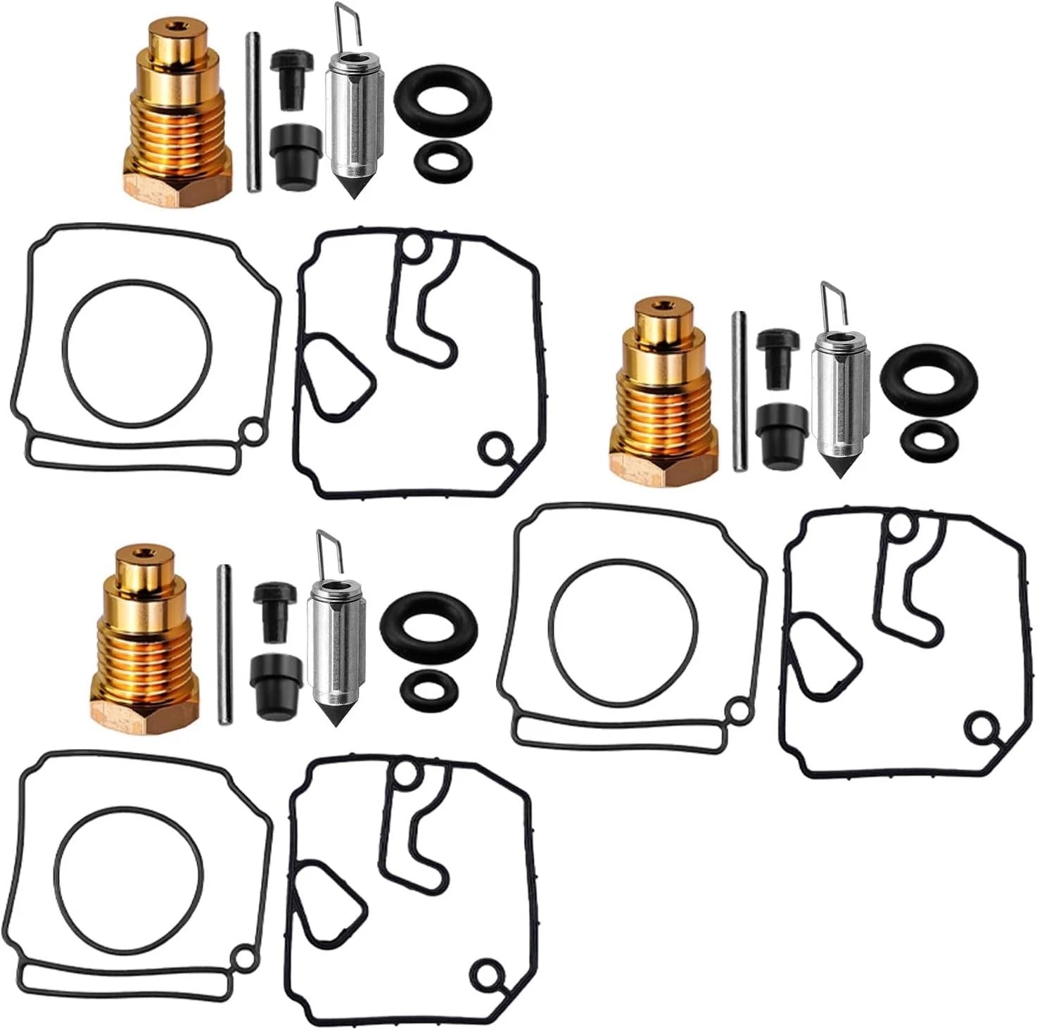 3set Carburetor Carb Rebuild Kit For Yamaha 75 80 90 Hp 2-stroke