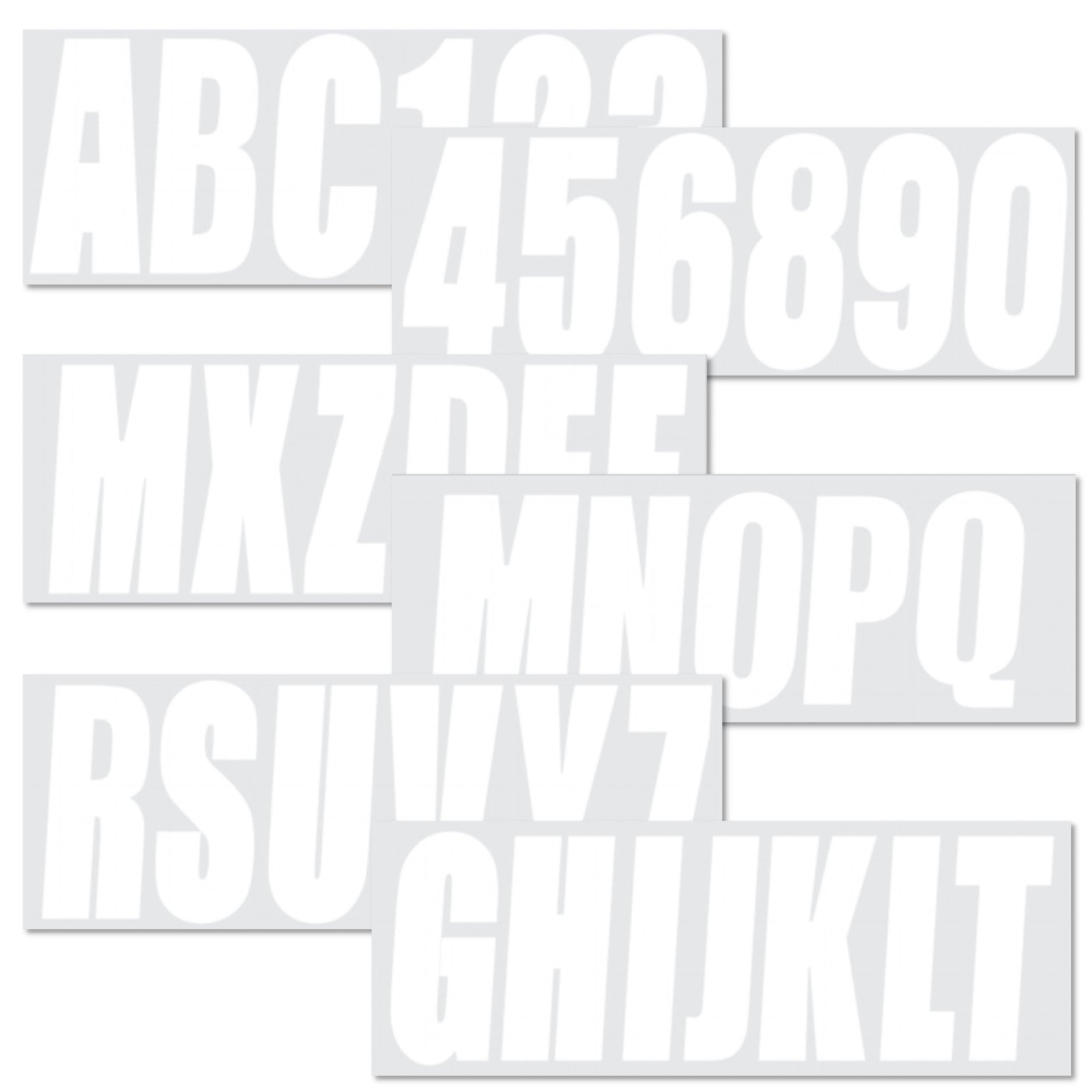 White Alpha-Numeric Registration Identification Numbers Stickers Decals for Boat