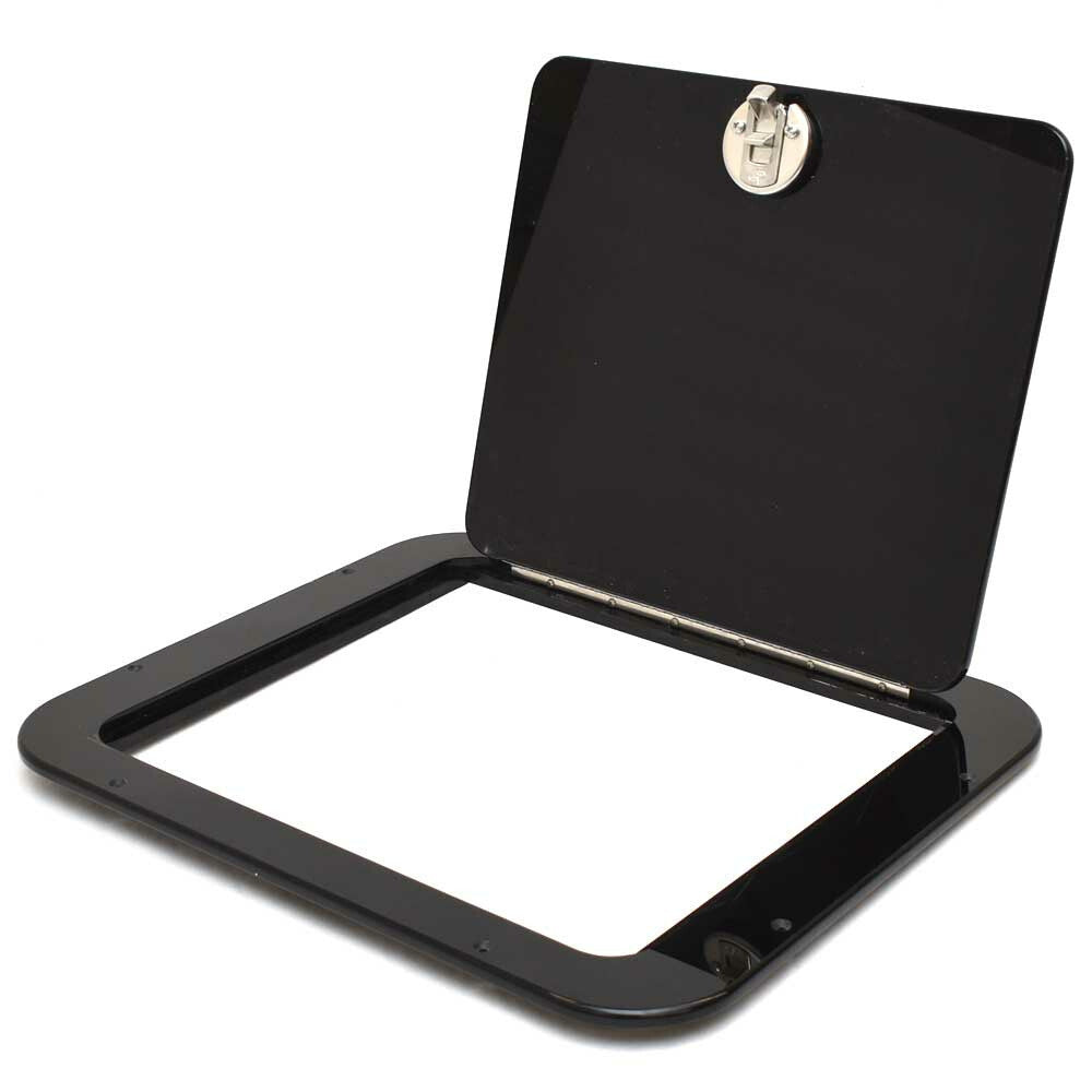 Hurricane Boat Hatch Door 417672 | w/ Latch 19 1/4 Inch BlackOpens in 