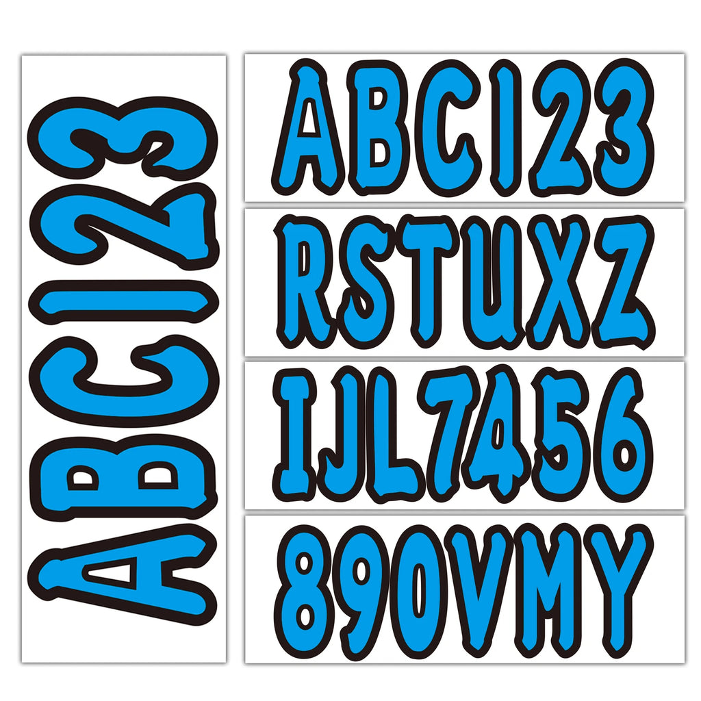 Boat Registration Decals Custom Numbers Letters A-Z & 0-9 Blue 4 Sets