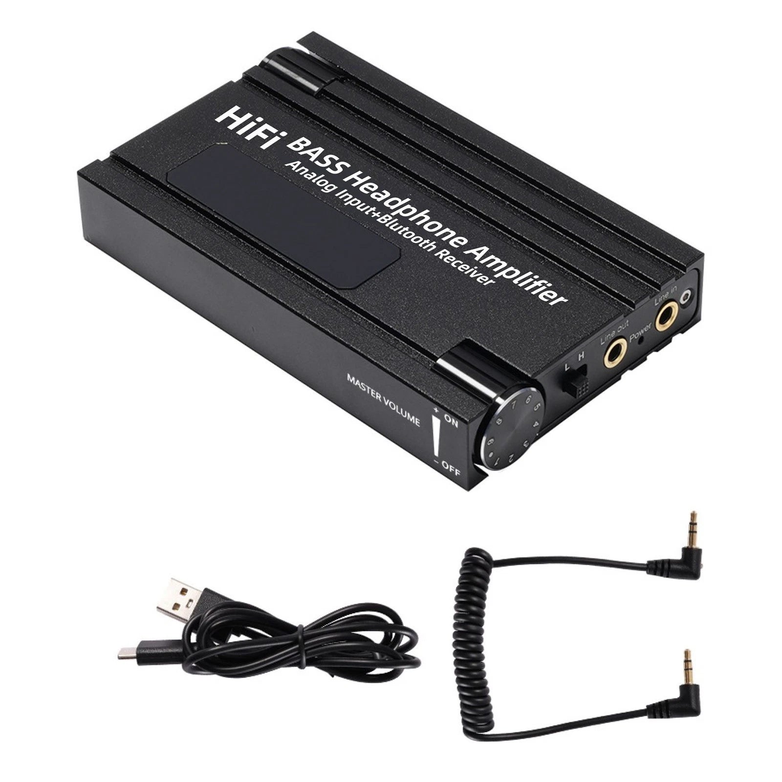 Black Hifi Bass Headphone Amplifier 16-600ω Earphone Rechargeable