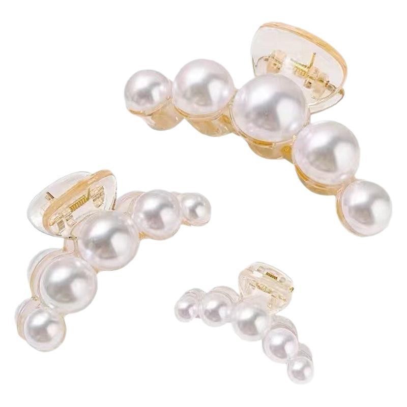 Korean Pearl Hair Jaw Clip Cross Pattern