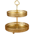 Gold Metal Two Tier Fruit Serving Tray