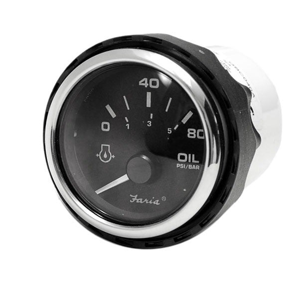 Faria Boat Oil Pressure Gauge Silver Black 2 Inch by Faria