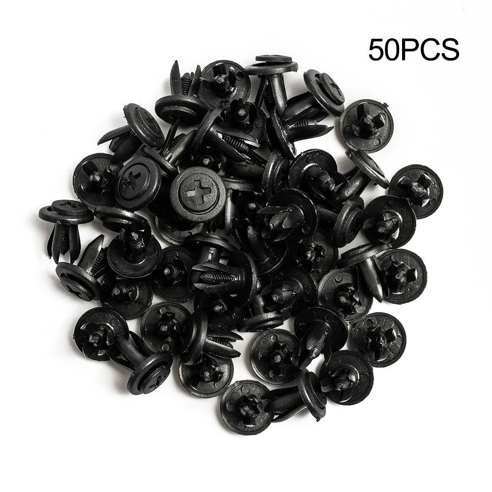 Bumper Push Pin Clips Black 50 Pcs Parts Accessories Car Trim