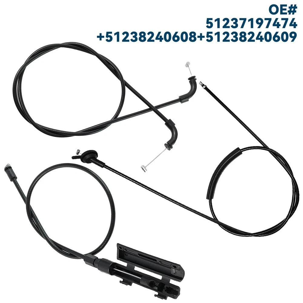 3 Pcs Hood Release Cable For Bmw E65 51237197474 51238240608