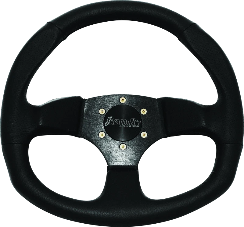 Dragonfire Racing Steering Wheels - D-shaped- Vinyl- Black- 0in Offset