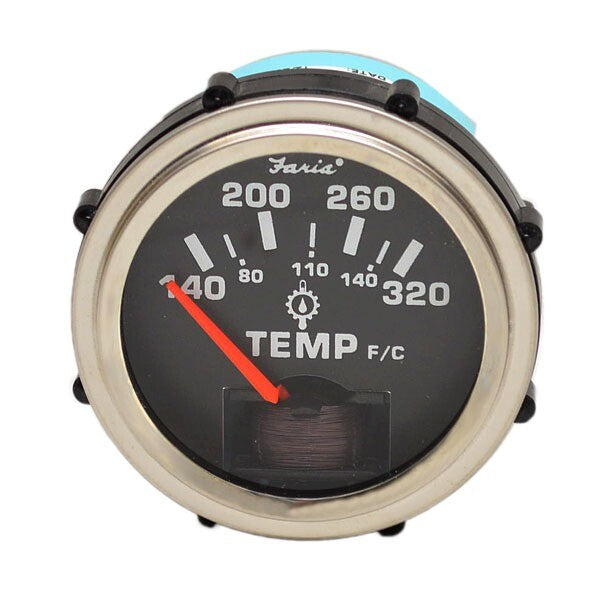 Faria Boat Temperature Gauge GP0630A 2 Inch Silver Black by Faria