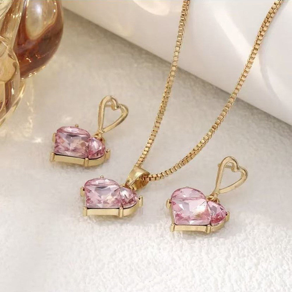 Korean Heart Earring Zinc Alloy Crystals
