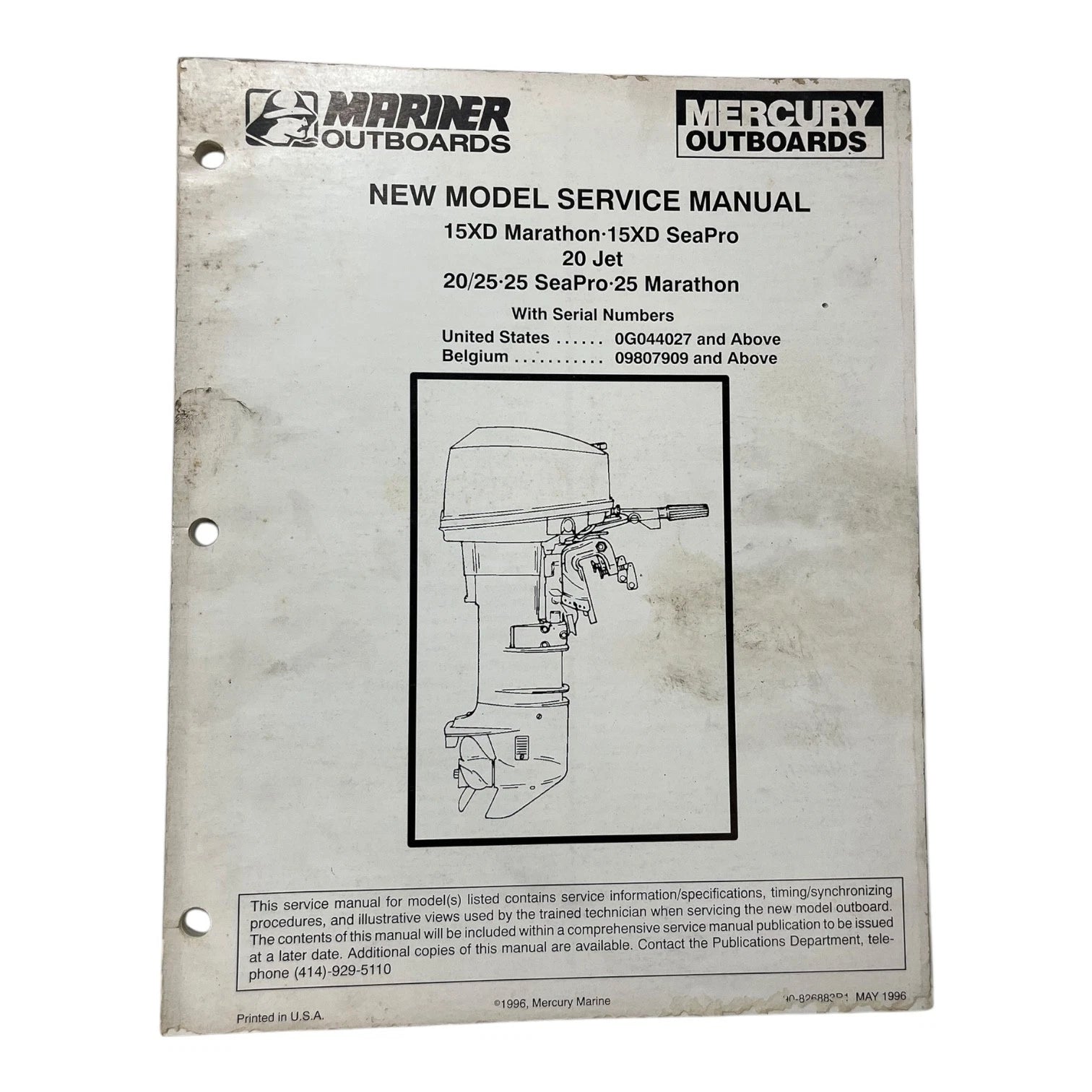 Mercury Mariner 90-826883r1, New Model Service | Hook & Hull Co