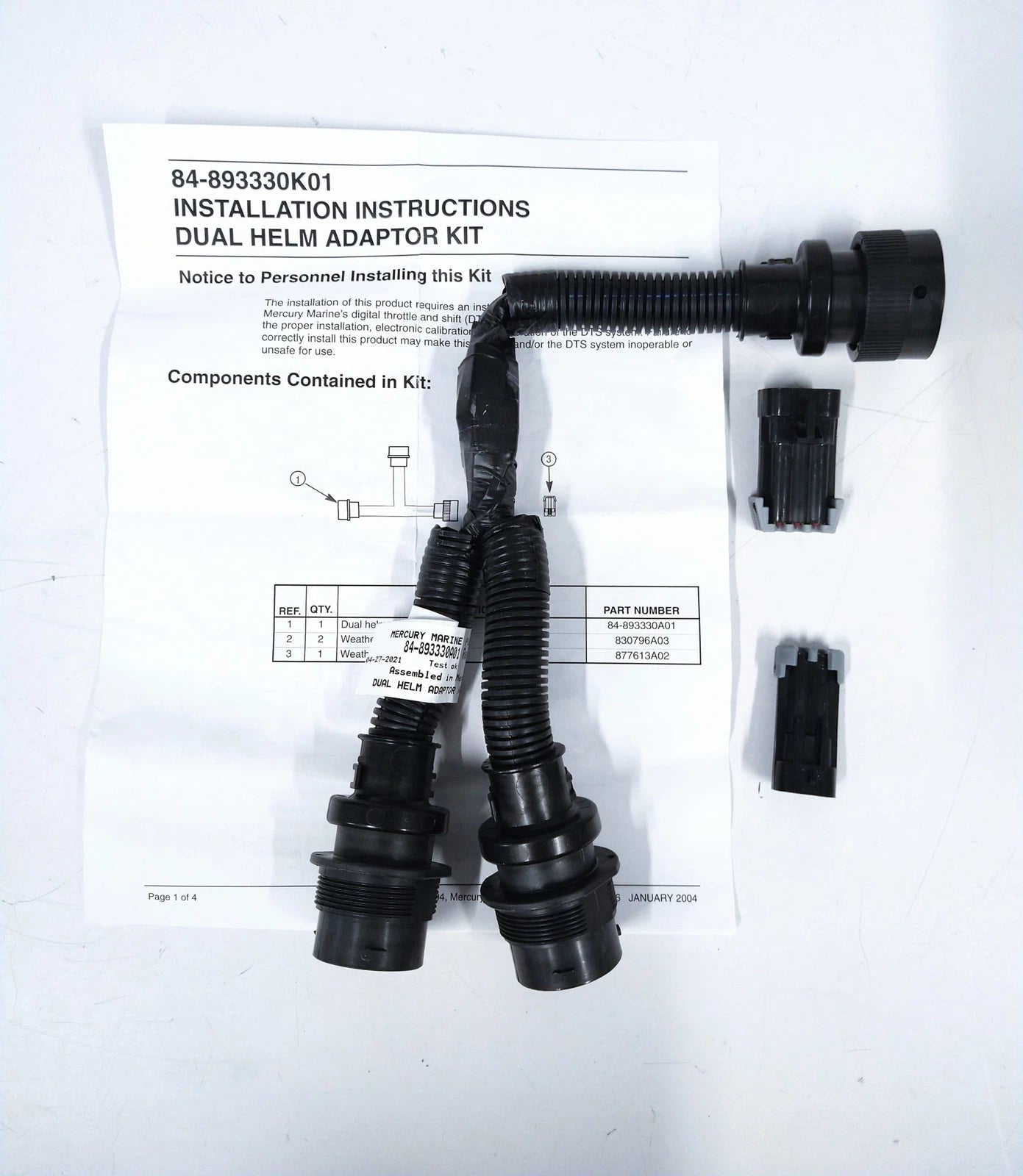 '-New- Mercury Marine 84-893330k01 , Duel Helm Adapter Kit , Oem