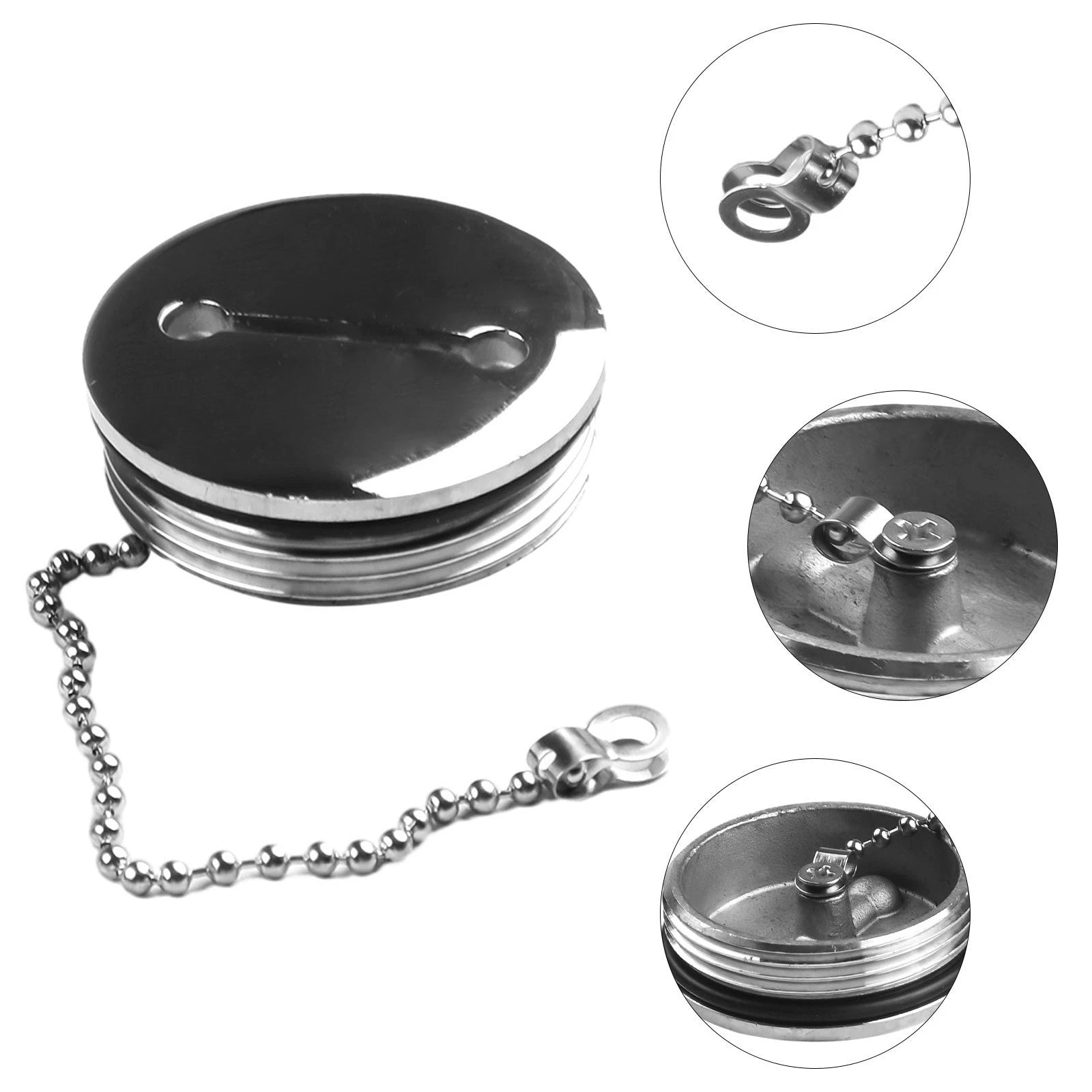 1 X 50mm For 2 Fuel Gas Tank Cap With Chain Spare Yacht Replacement