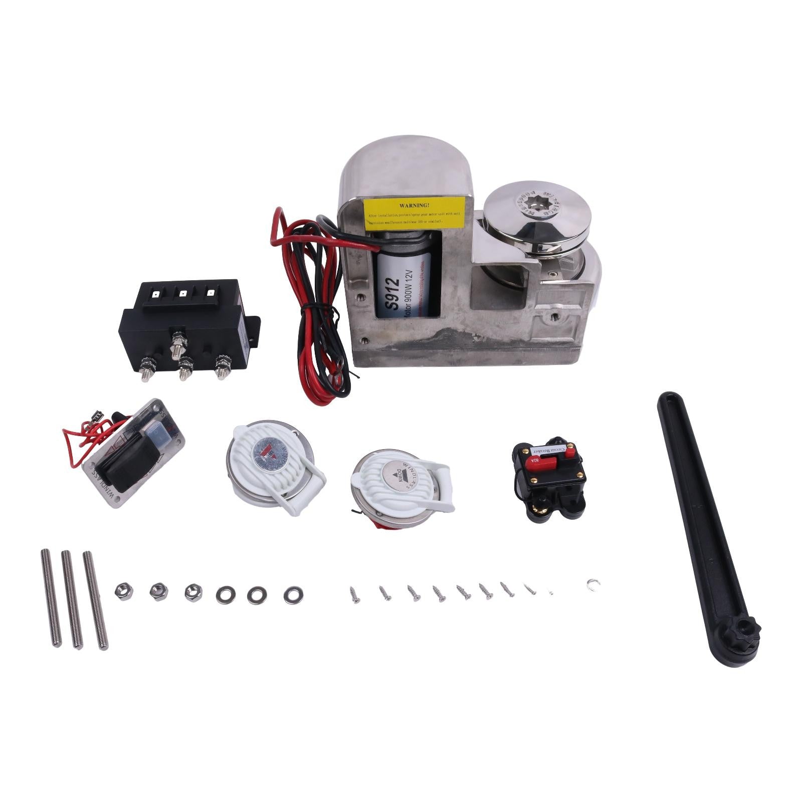 12V 900W Horizontal Windlass Kit For Boats Up To 45 Ft /14 M, Chain