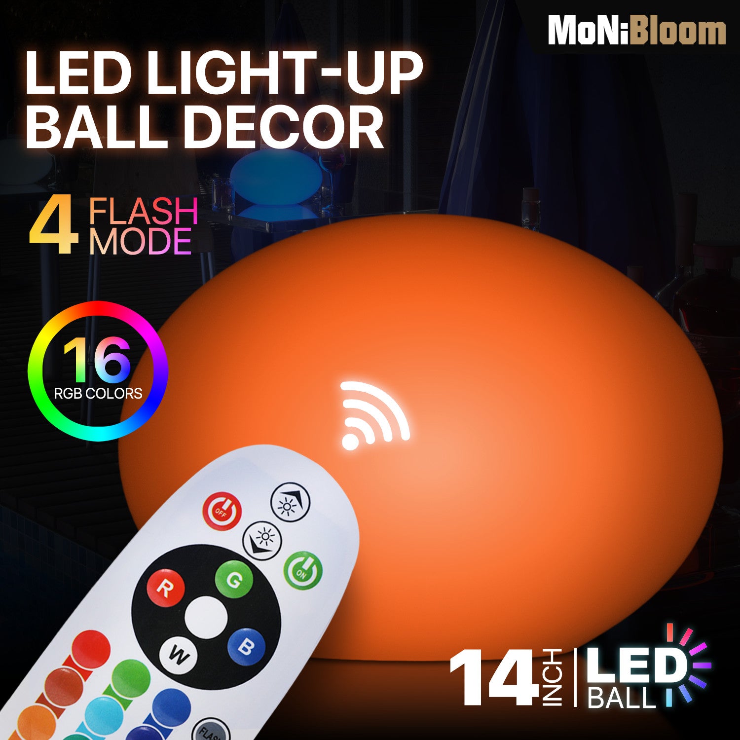14" LED Egg Shape Lamp with Remote