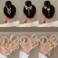 Womens Metal Hairpin Pearl Flower Clip