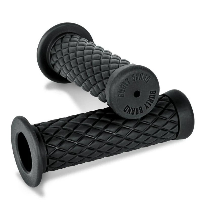 Burly Brand Rubber Diamondback Grips 7/8 In - Black For Motorcycles,