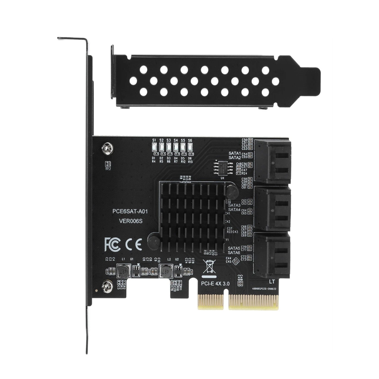 6 Port Pci-e Expansion Card Board Adapter Pci-e X4x8x16 6g Sata3.0