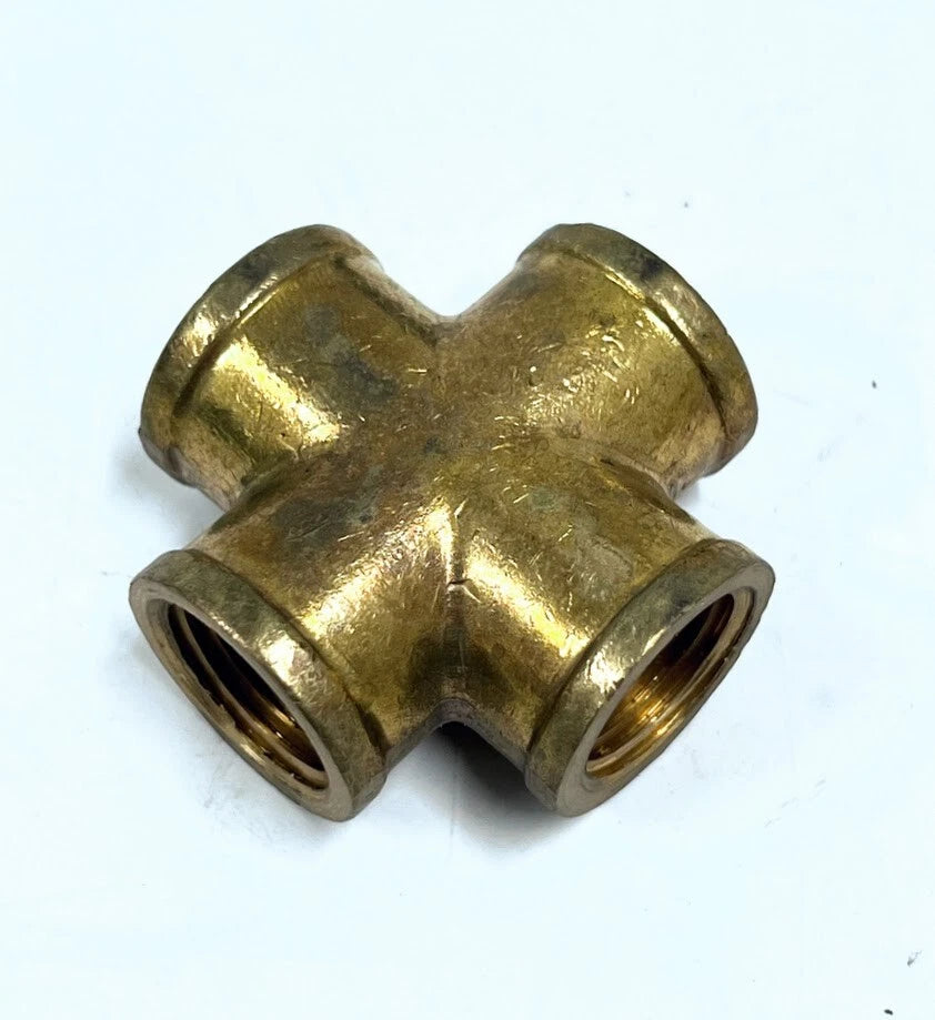Fasparts Fp102-d, 1/2" Npt Female/fpt X 4 Way Cross, Brass Fitting