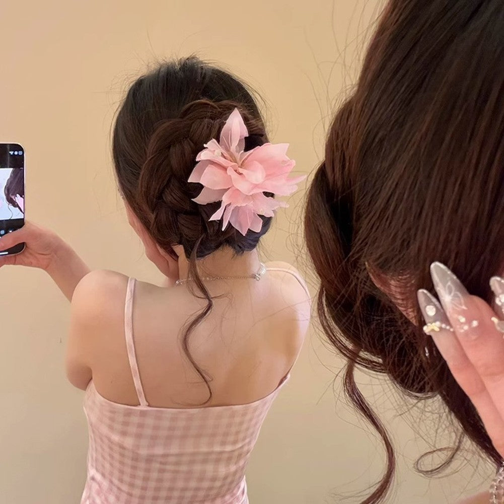 Pink Flowers Hairpin Compact Size