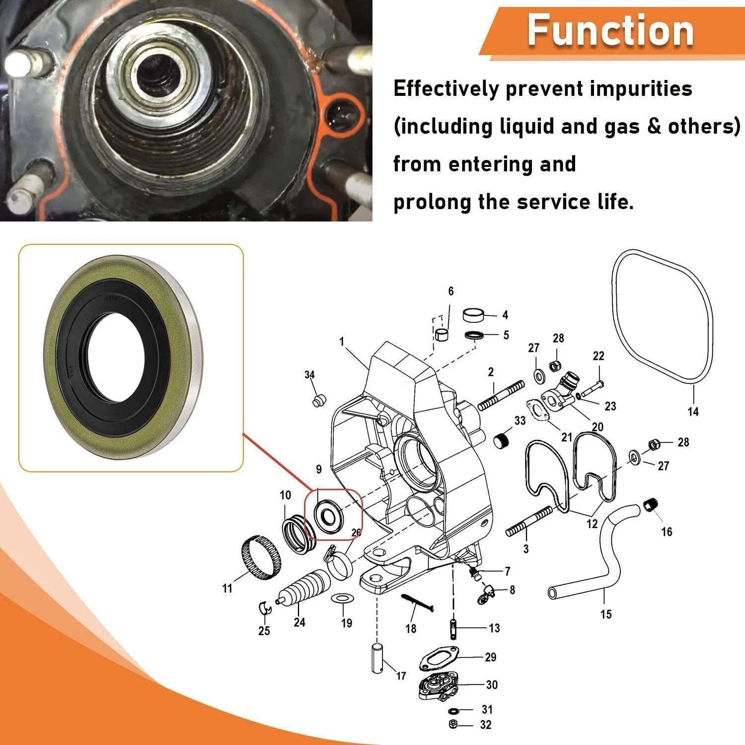 Gimbal Bearing Seal for Mercruiser Alpha One Gen 1/2/R/MR (2 Pcs)