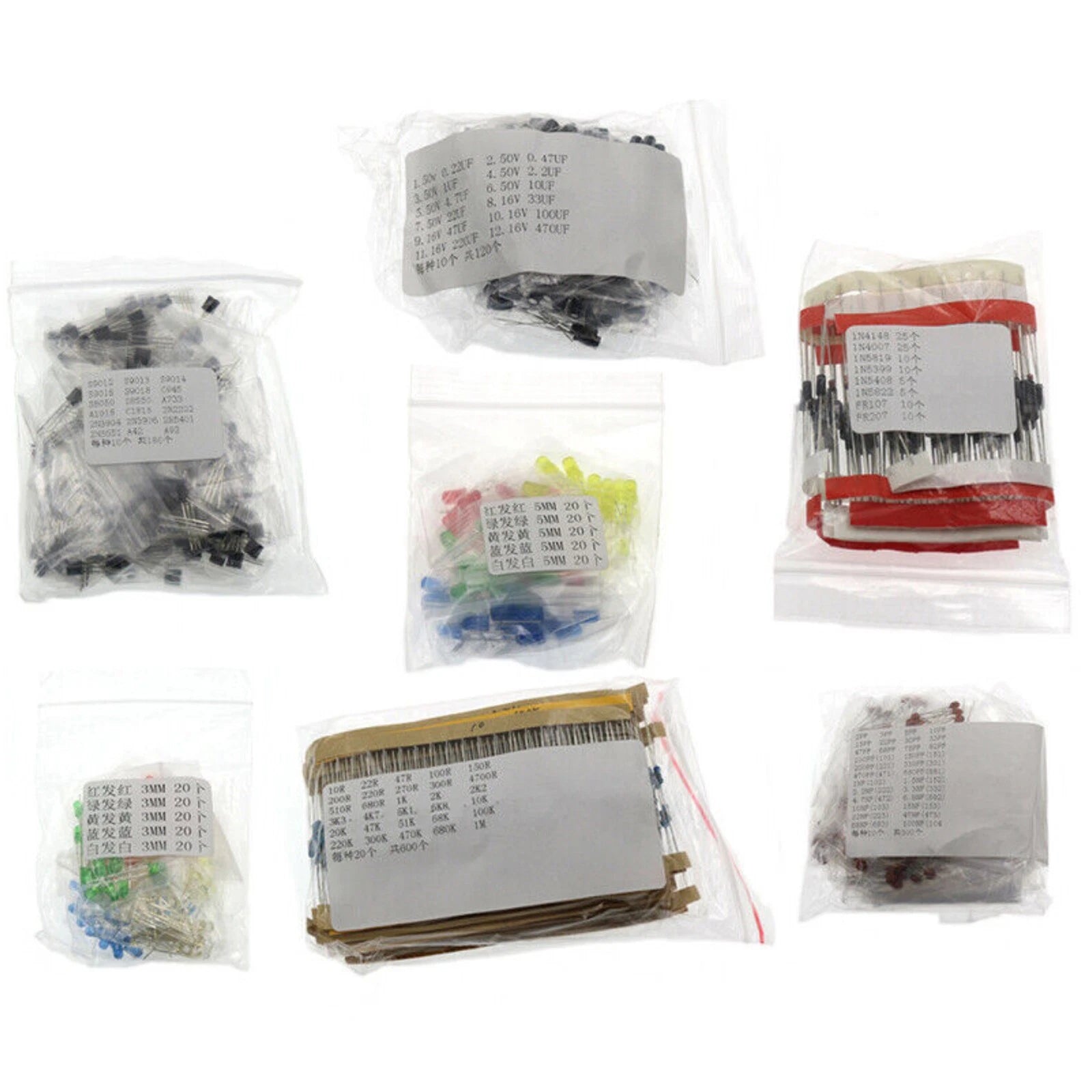 7 Sizes Electronic Component Transistor Capacitor Diode Led Metal