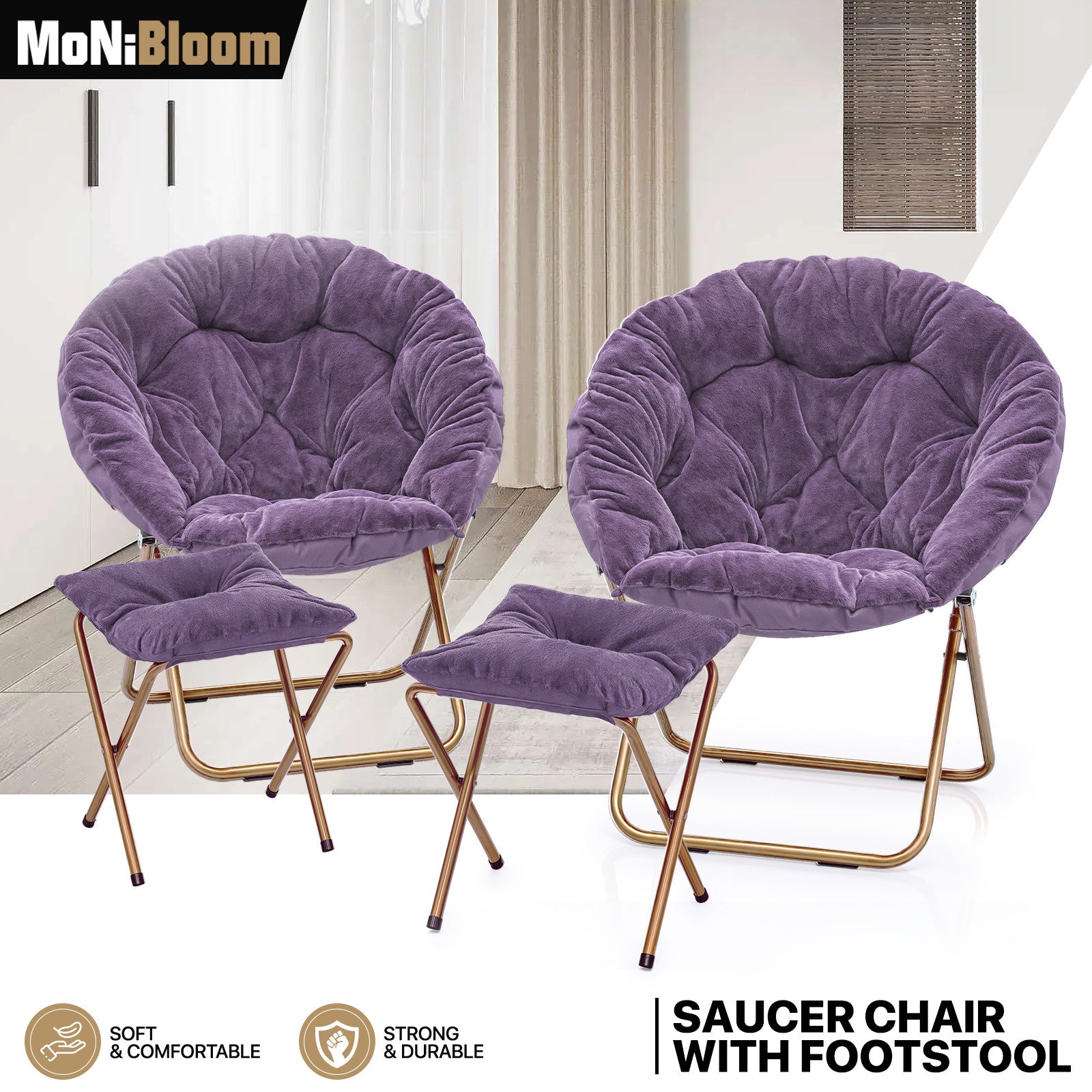 Purple Cozy Saucer Chair with Ottoman