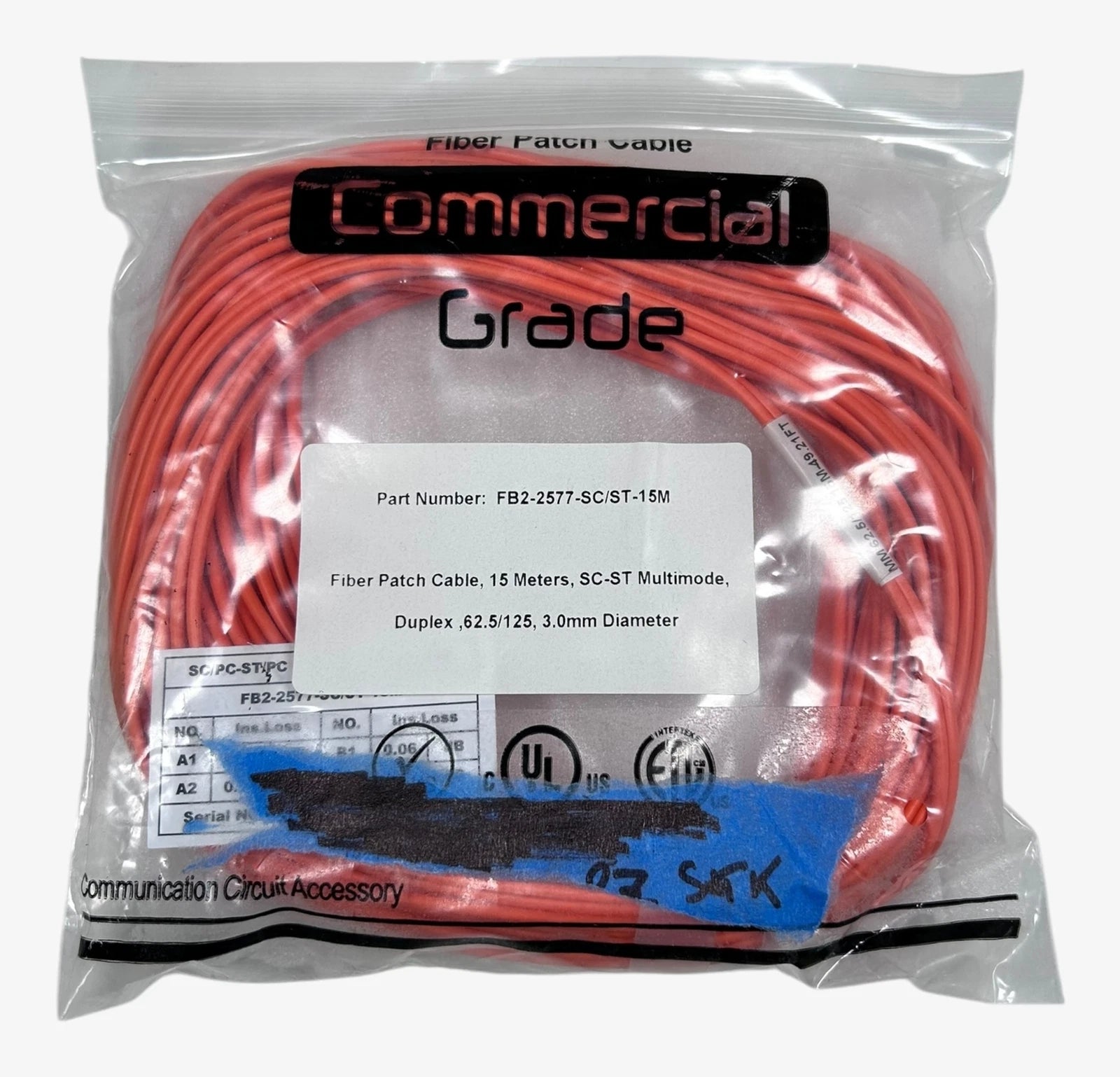 Fiber Patch Cable Fb2-2577-sc/st<wbr/>-15m, Commercial Grade Fiber