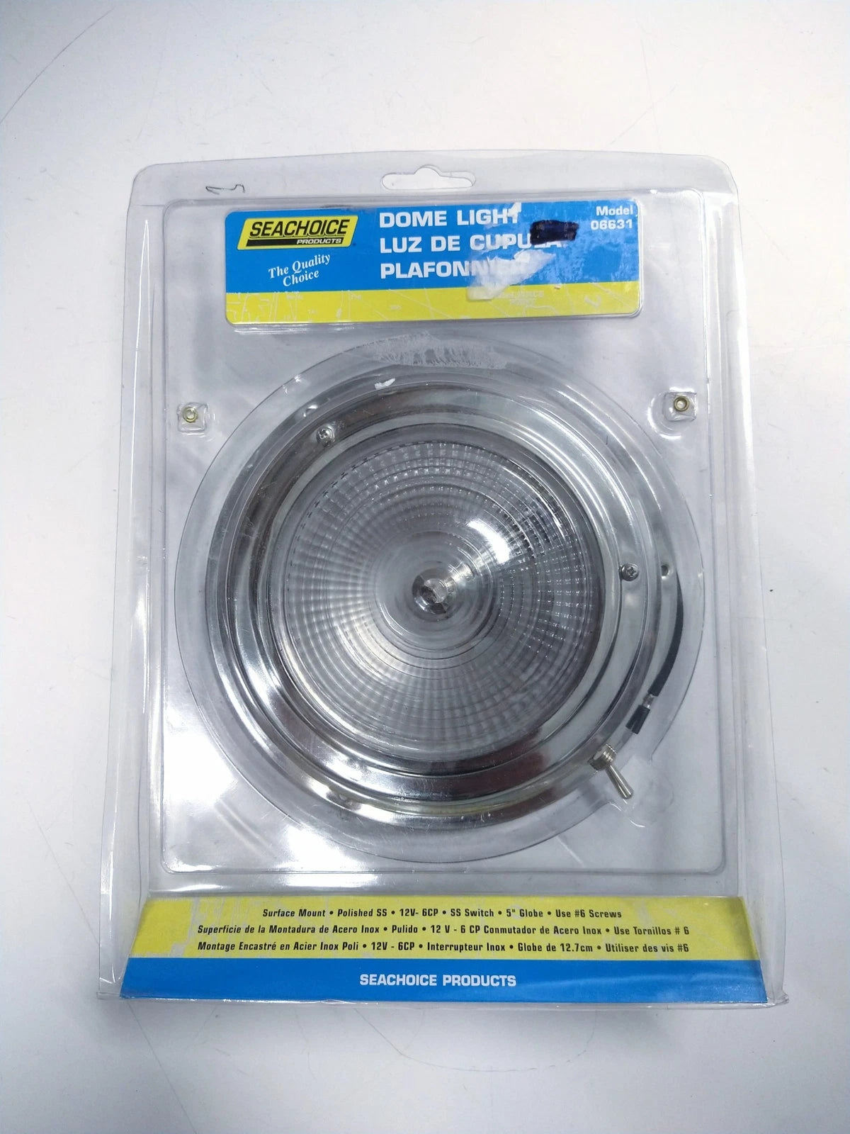 '-New- Seachoice 06631 , Polished Surface Mount Dome Light 5'' 12V