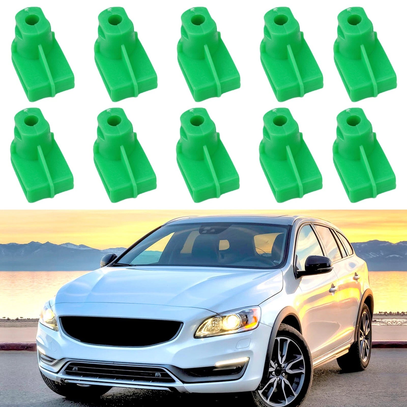 Green Nylon Rear Bumper Trim Fastener Clips For Volvo Vehicles Pack