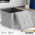 15" Light Gray Folding Storage Ottoman Foot Stool Bench
