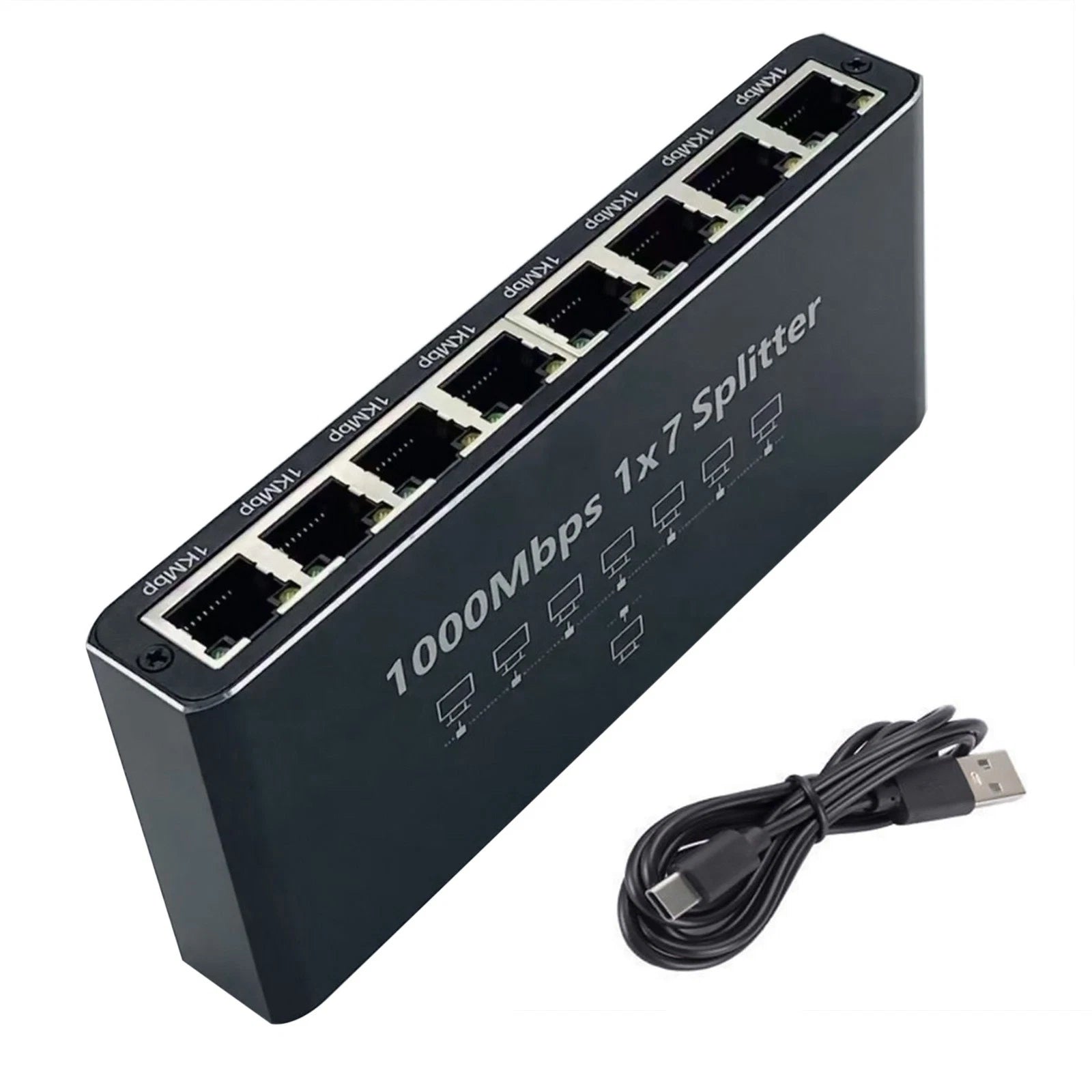Rj45 Ethernet Splitter 1000mbps 1 In 7 Out Lan Network Hub For Laptop