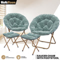 2 Piece Foldable Faux Fur Saucer Chair Modern Soft Acce