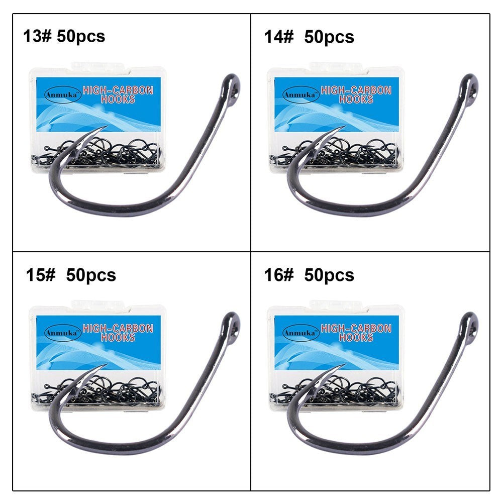 Practical Fishing Hooks Barbed Black Set