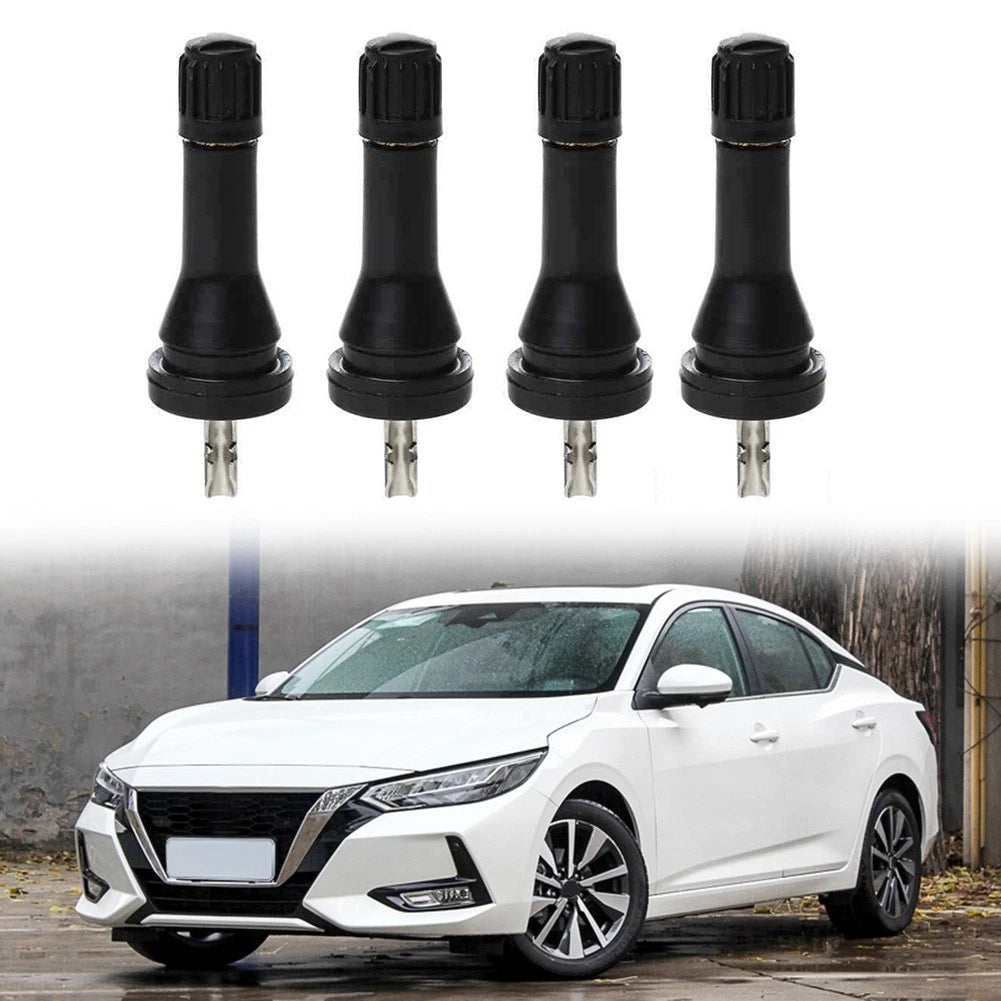 Valve Stems Tyre Stem Valve 4pcs Black Plastic Snap In Car Accessories