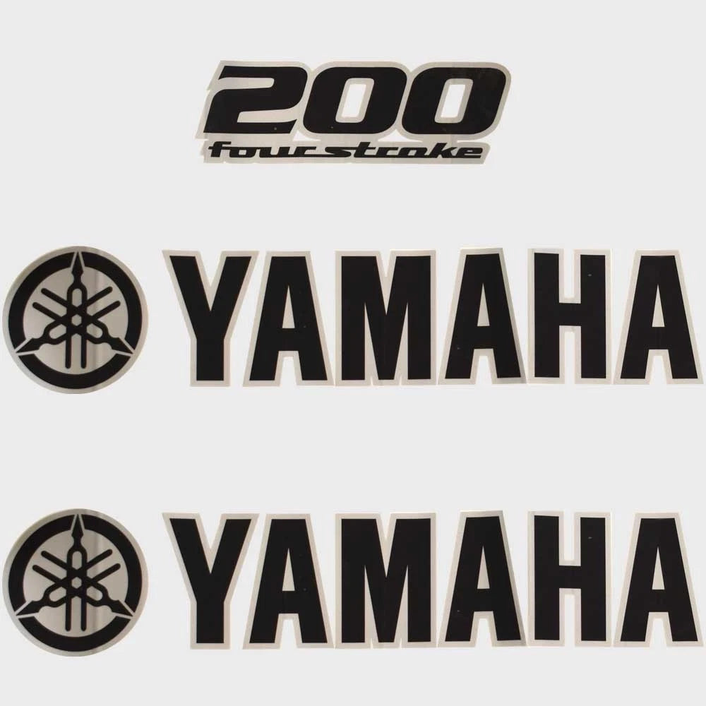 Yamaha Boat Cowling Decals | 200 Four Stroke Black / Silver Stickers