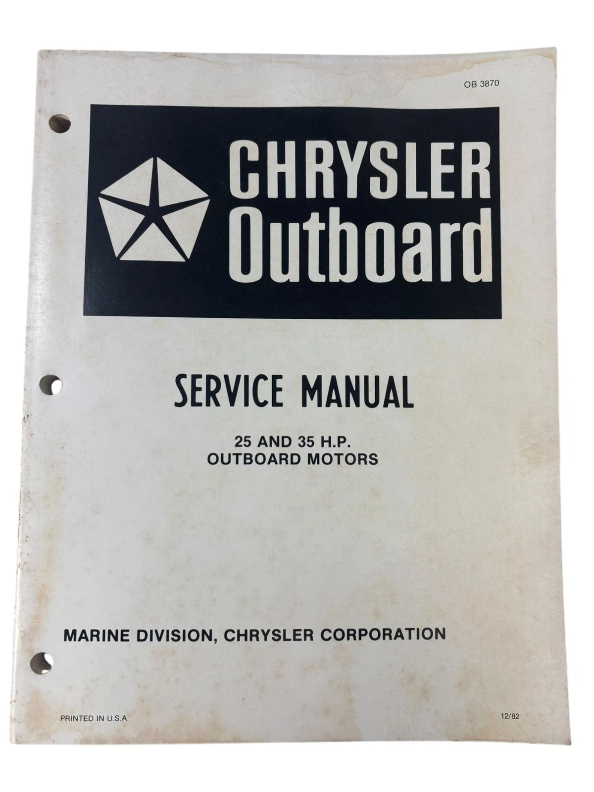 Chrysler Outboard Ob 3870, 25/35 Hp Outboard Motors | Hook & Hull Co