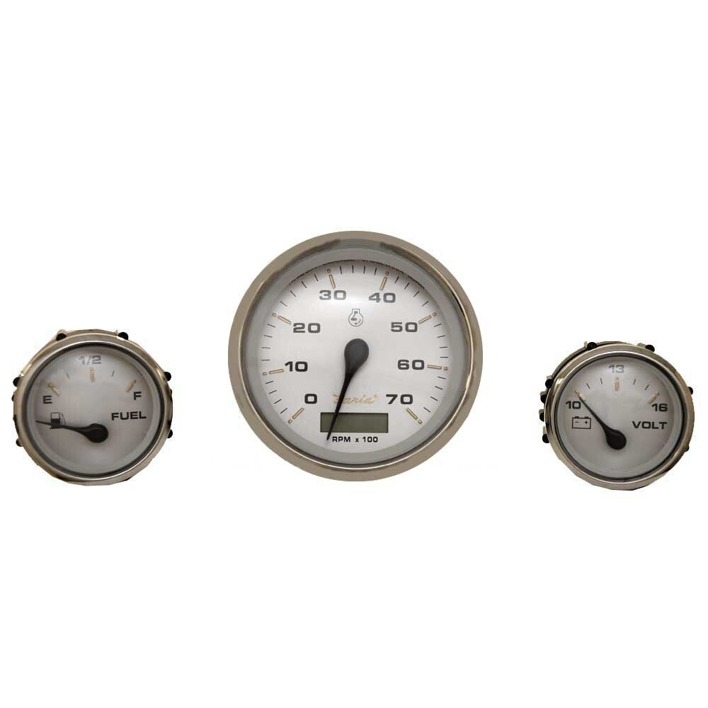 Faria Boat Gauge Set Kronos Silver (Set of 3) by Faria
