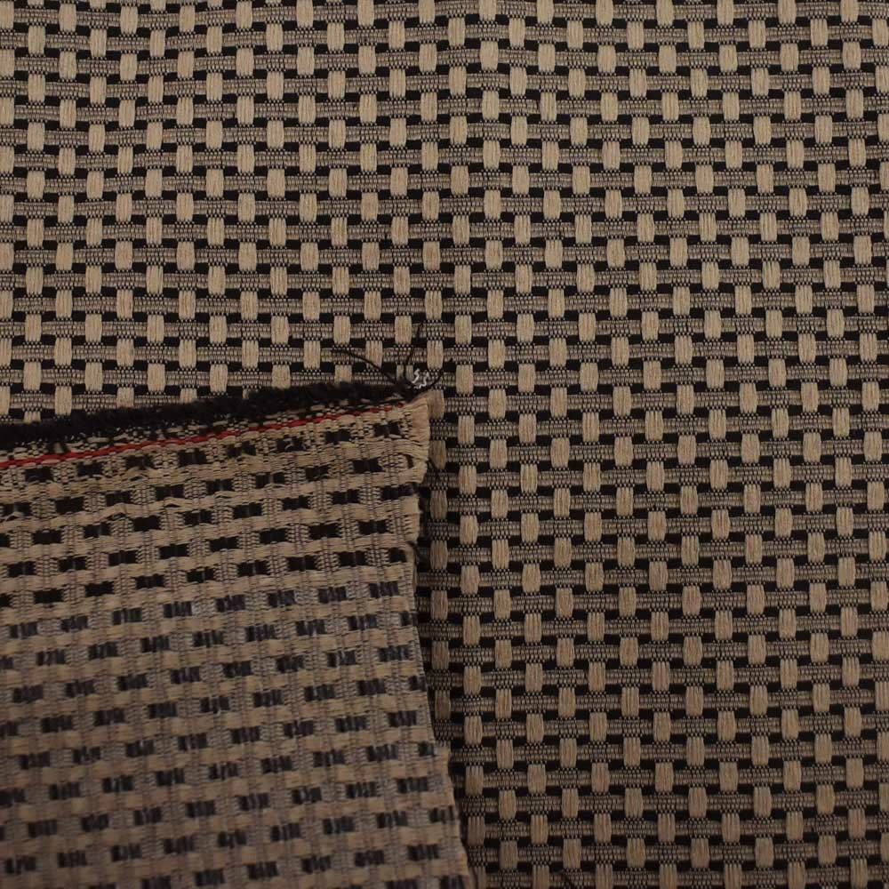 Woven Checkered Fabric Boat Beige Black 57 Inch