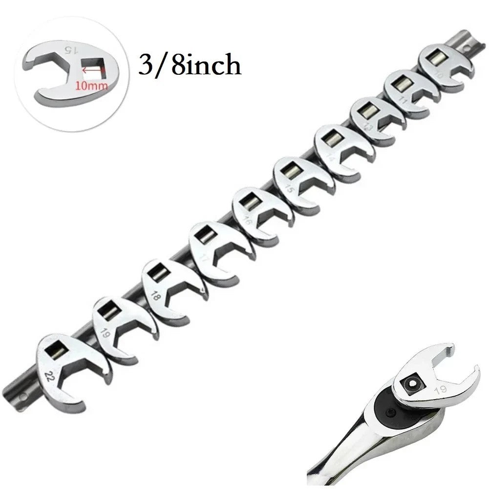 10 Pcs 3/8 Inch Drive For Nut Wrench Set Chrome Plated Sae 3/8 To 1