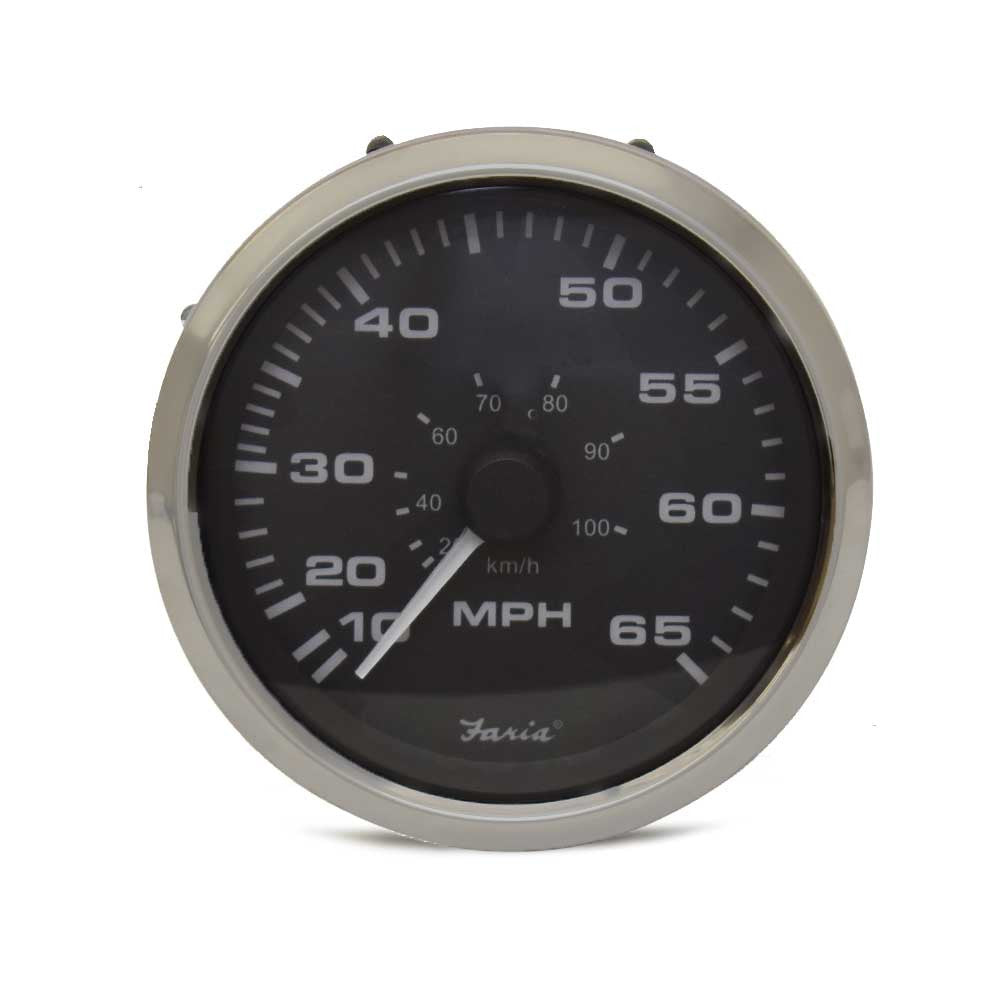 Faria Boat Speedometer Gauge Silver Black by Faria