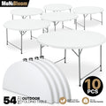 10 Pack White 4.5ft Folding Round Table