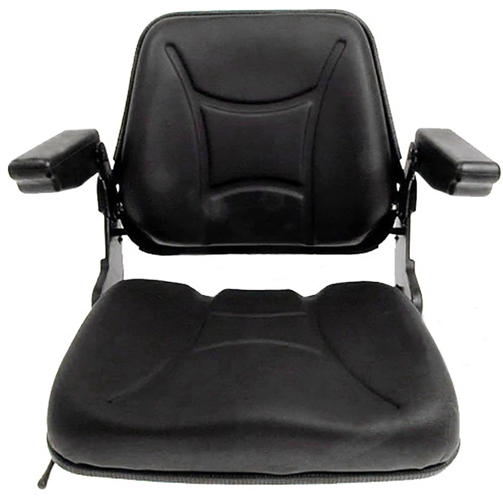 Fold-down Seat W/ Armrests For Many Tractors & Forklifts - Black
